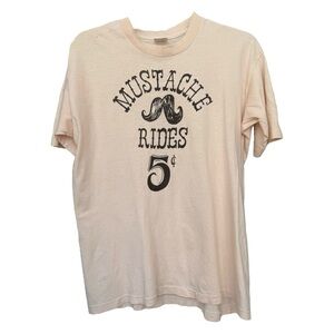 Vintage 70s Mustache Rides 5 Cents Size Large Medium Single Stitch